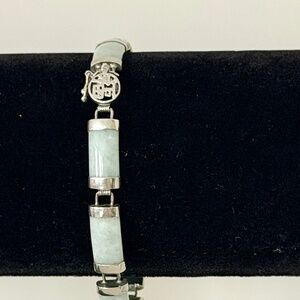Sterling Silver Jadeite Chain Link Bracelet by Silver Unlimited